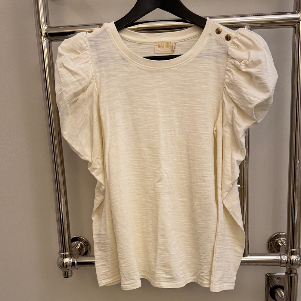 Nation LTD Elegant White Puff Sleeve Top
